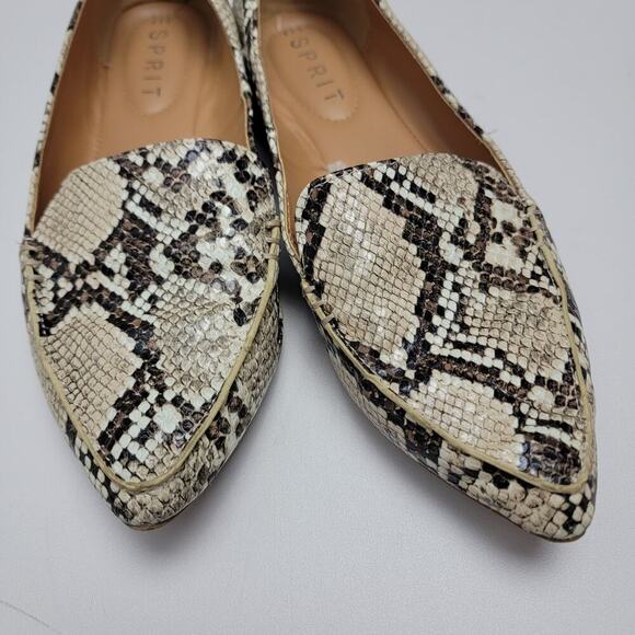 Espirit Faux Snakeskin Pointy Loafers 7.5 - Picture 2 of 8